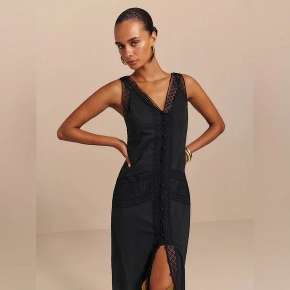 Reformation Julianne Dress Black - Size 8 - Picture 4 of 12